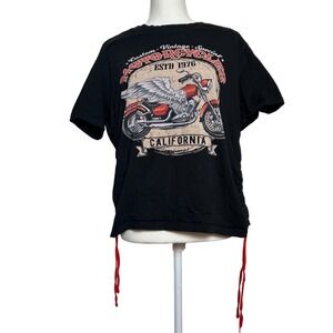 RUBY & LACE Black Graphic‎ T Shirt Custom Vintage Motorcycle California Women 1X